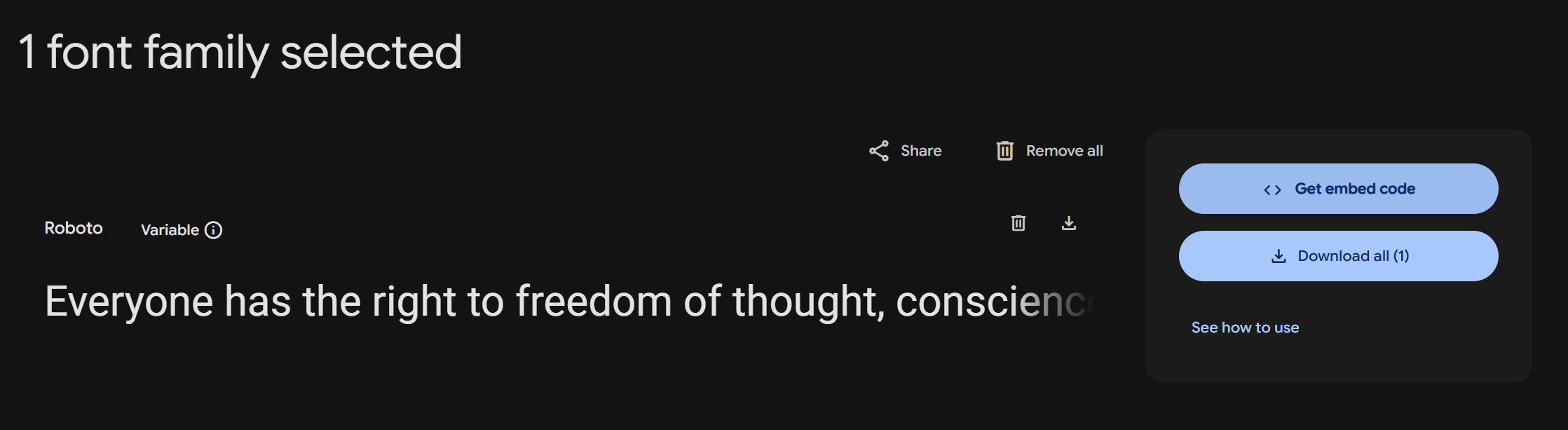 Google fonts view select